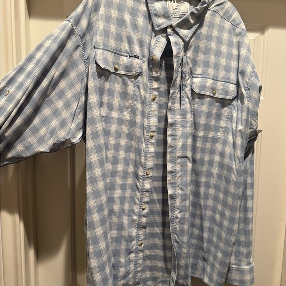 PONCHO Men's Blue Plaid Shirt - Picture 2 of 3